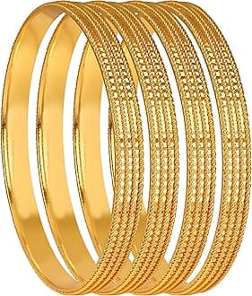 Jewellery for Less Golden One Gram Gold Plated Bangle Set For Women