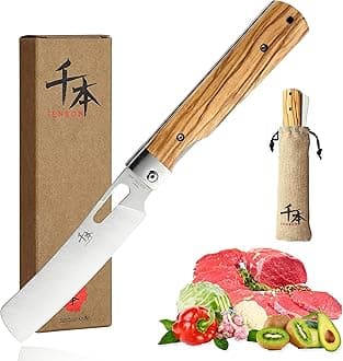 SENBON 440A stainless steel Ultra sharp pocket foldable Japanese Chef's knife peeling utility knife Natural Olive Handle Camping trip Outdoor Portable kitchen knife