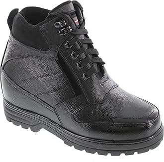 Calden Men's Invisible Height Increasing Elevator Shoes - Black Pebble Grain Leather Lace-up Ankle Boots with Extra Tall - 5.2 Inches Taller - K881805 - Size 10 D(M) US