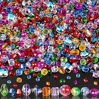 636pcs Glass Beads for Jewelry Making - Colorful Rainbow Craft Crystal Beads with Loose Beads Sparkly Beads Hole Drilled DIY for Bracelets Craft Earrings Making Valentine's Day Birthday Gifts