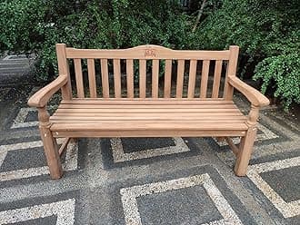 Garden Bench Outdoor Wooden 100% Solid Teak Wood Extra Thick Crown Bench Balcony Patio Furniture (Crown Bench 7cm Thick)