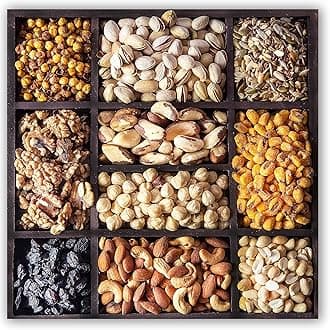 HyperFoods Rakhi Gift for Sister | Jumbo 10 Dry Fruit Combo Pack Dark Wood Gift Box | Dried Fruit Berries Combo Gift Pack |Badam Kaju Pista Peanut Brazil & Hazel Nut Corn Walnut Raisin Chickpea | Rakshabandhan gift for Sister Latest