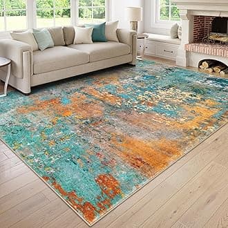 Lahome Modern Abstract 10x14 Area Rug for Living Room, Bedroom, Dining Room - Multicolor, Machine Made, Low Pile, Non Slip, Washable