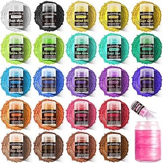 Aheroi Edible Glitter, 24 Colors Luster Dust Edible, Cocktail Glitter Luster Dust Sprinkles Drink Glitter Set, Shimmering Glitter Powder Glitter for Fondant Cake Chocolate Cocktail Candy（4g/0.14oz）