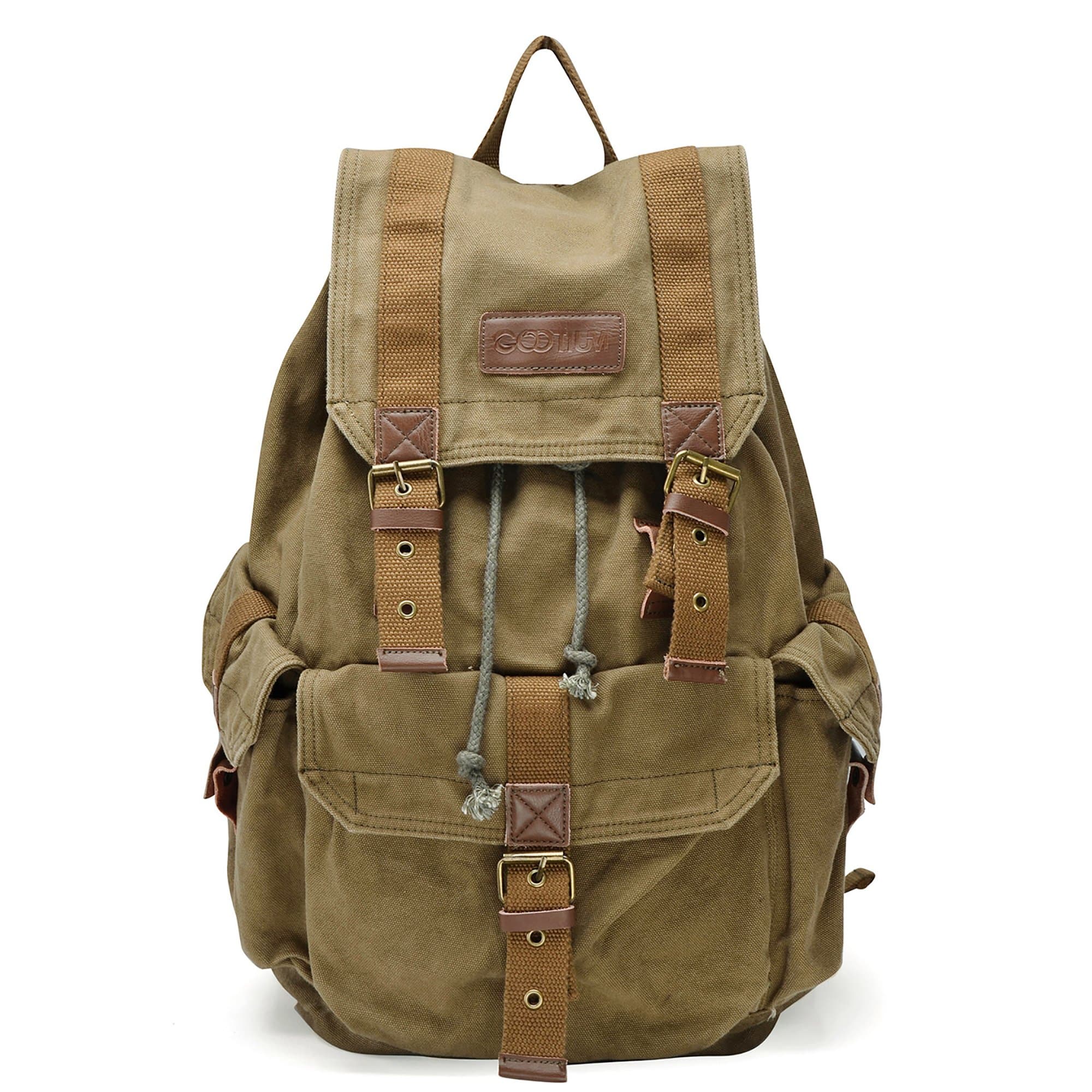 Gootium Canvas Backpack - Vintage Outdoor Rucksack Travel Day Pack