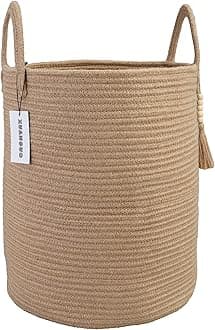 XUANGUO Rope Laundry Basket Laundry Hamper for Clothes Woven Storage Basket for Living Room Bedroom Boho Tall Rope Baskets for Blanket Toys Pillow Towels Baby Nursery Hamper Bin jute