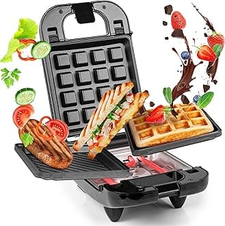 Duronic Waffle Maker WM32, Deep Fill Single Waffle Iron with DETACHABLE PLATES, 650W, Non-Stick for Easy Cleaning, Automatic Temperature Control, Cooks Homemade Belgian Waffles for Breakfast/Dessert