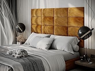 Upholstered Decorative Wall Panels Velvet Headboard Padding | Cushioned Planks | Padded Decor Collision Avoidance | Acoustic Soundproofing Treatment | (Gold, 2x Rectangle (25x50cm))