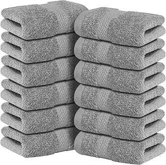 Infinitee Xclusives - 12 Pack Face Cloths |30x30 cm| 100% Cotton Wash Cloths - Ultra Soft & Highly Absorbent Fingertip Towels for Spa, Gym, Hotel & Bathroom |Charming Grey|