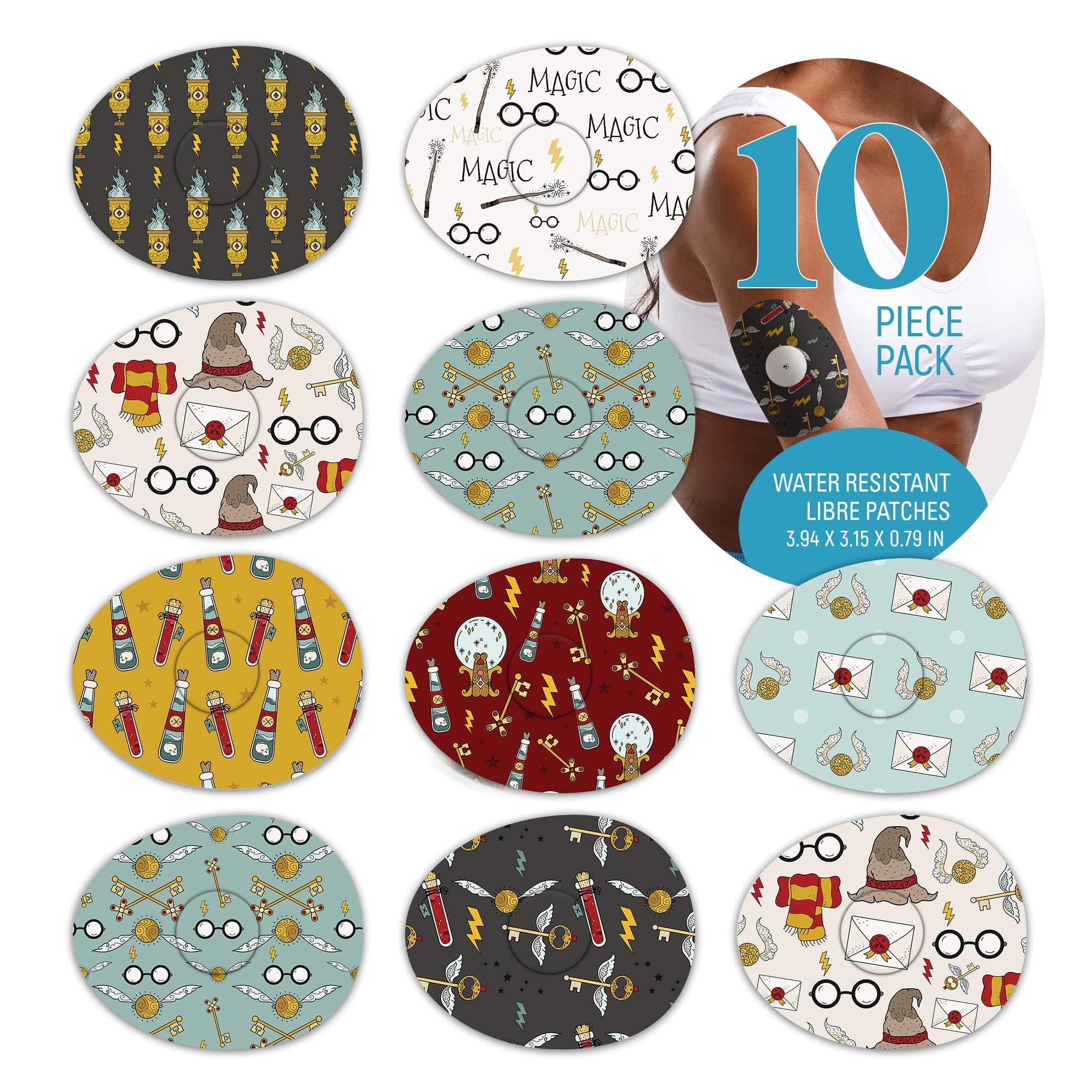 Rockadex - Freestyle Libre Sensor adhesives, Custom-Designed Freestyle Libre Patches, Diabetic Supplies Mix 10 Pack Wizard