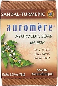 Ayurvedic Bar Soap Sandal-Turmeric by Auromere - All Natural Handmade and Eco-friendly Bar Soap for Sensitive Skin - 2.75 oz