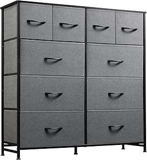 WLIVE Large Dresser for Bedroom, Fabric Dresser with 10 Drawers, Storage Tower with Fabric Bins, Double Dressers, Chest of Drawers for Closet, Living Room, Hallway, Dark Grey