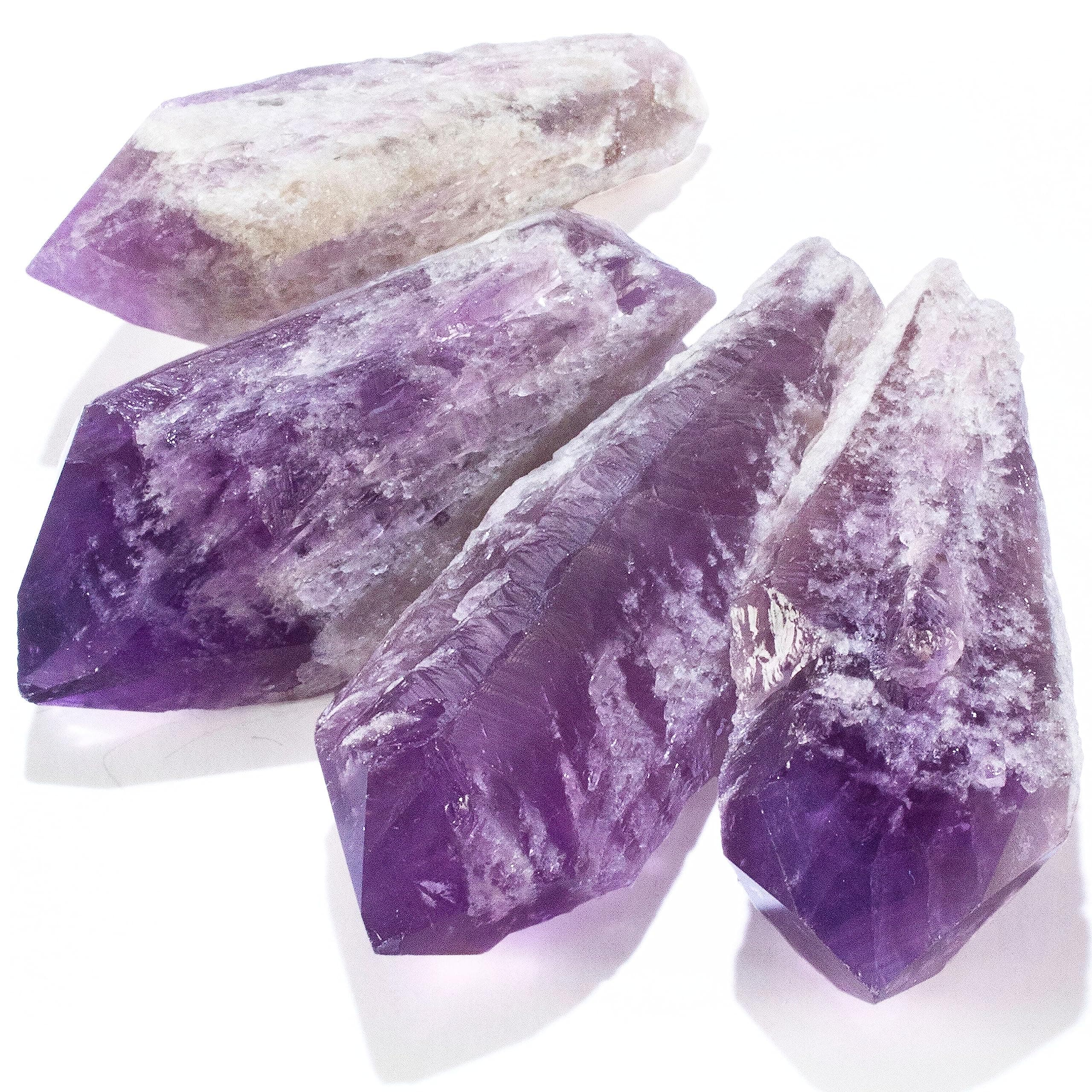 Cathedral Amethyst Point Bundle with Healing & Calming Effects - High Energy Reiki Brazilian Amatista Piedras Elestial Used for Stability and Peace (Information Card Included)