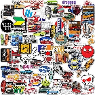 - WallDesign Race-Ready 90 Collection of Authentic JDM Sticker Set - Mobile, Laptop, Accessories, Gifting - Durable, Laminated, Quality Printed Vinyl, self-adhesive, 2 inch