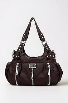 Scarleton 3 Front Zipper Washed Shoulder Bag H129221 - Coffee