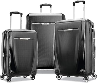 Winfield 3 DLX Hardside Expandable Luggage with Spinners, Black, 3-Piece Set (20/25/28)