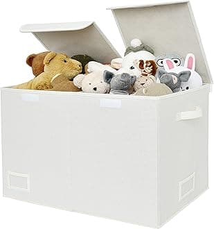 GRANNY SAYS White Toy Chest, White Storage Bins with Lids, Toy Storage for Kids, Stuffed Animal Storage for Playroom, Toy Box for Living Room Area, Plush Toys Storage Bins, Pearl White