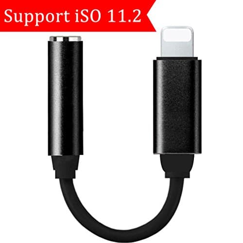 Lightning 3.5mm Headphone Jack Audio Adapter Converter for iPhone 7/7 Plus iPhone 8/ 8 plus iPhone X 3.5 mm Earphone lightening jack Accessories AUX Adaptor 3.5mm Lighting metal Audio Jack Headphone Cable Earbud Adapter Lightning Connector Converter Earphone Adaptor Accessories . Support iOS 10.3 or 11 later (black)