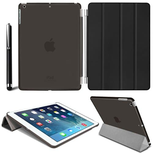 Mobile Junction ® SMART Case Apple iPad Air (5th Generation with Retina Display) Slim-Fit Folio Stand Case Magnetic Smart Cover + Back Case with Auto Sleep Wake Incl. Free Screen Protector & Stylus (Black)