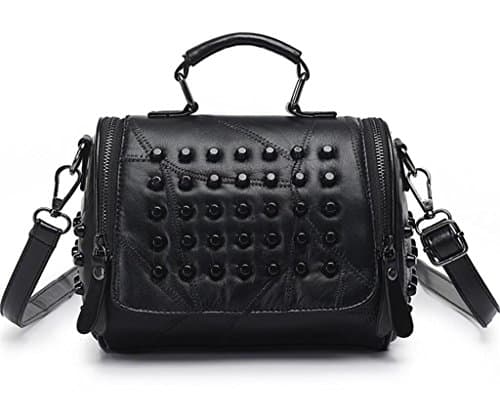 Great Strange Lady's shoulder messenger bag Handbag Rivet Double Pull Zipper Work Party Wallet