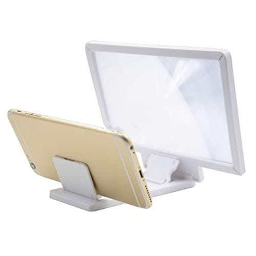 dulawei3 Foldable 3D HD Mobile Phone Tablet Screen Magnifier Video Amplifier Stand Holder Mount for iPhone Xs MAX XR X 8/7/6/6s Plus Samsung Galaxy S5/S6/S7/S8/S9/S10 Note 9 8 Huawei White