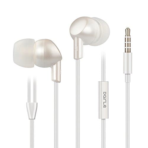 Earbuds with Microphone Dairle Smart Size for Small Ear Mobile Phone Earphone With MIC for iPhone Android Phone (White)