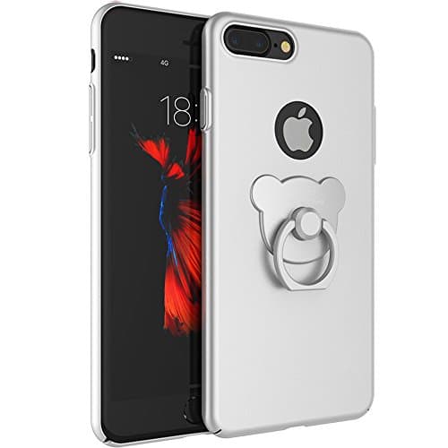 iPhone 7 Plus case,Niubity Bear Ring Series PC bumper case 360 Degree Rotation bracket for Apple iPhone 7 Plus 2016 (Silver)