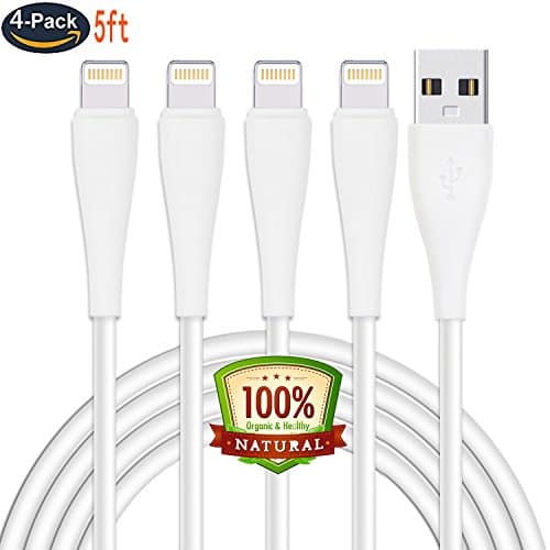 iPhone Cable,Manyi 4Pack 5FT Lightning to USB Charging Cable Syncing and Charging cord for iPhone 7/ 6s Plus/ 6 /SE/5s 5c 5, iPad Air / mini / 4th, iPod nano (White).