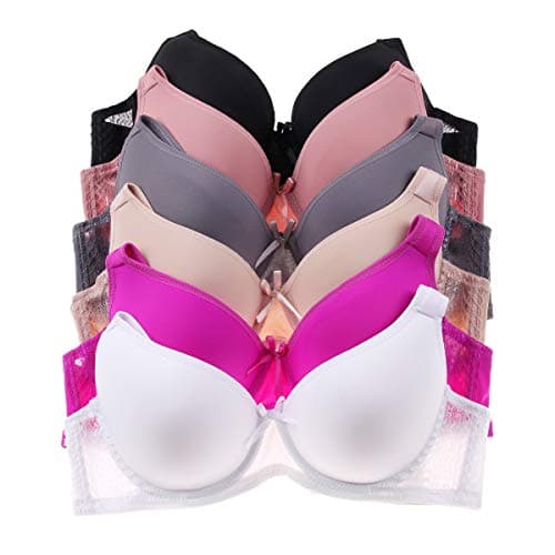 Romals Plus Size Underwire Bra for Women's Push up Bra Set of 6 Pack of Sexy Full Cup Bra