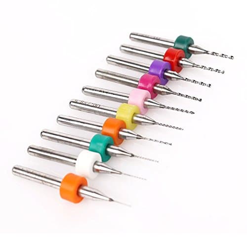 Holeco 0.3 - 1.2 mm PCB Carbide Engraving Drill Bits Set, Set of 10