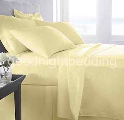 600tc Italian Finish Olympic Queen Size Light Yellow Solid 4pc Sheet Set 100% Egyptian Cotton