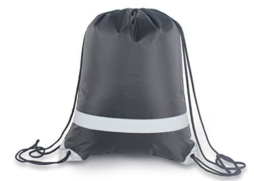 NAVO Drawstring Bag for Gym, Cinch Backpack with Reflective Safety Strap on Front, String Backpack ❤(Black)