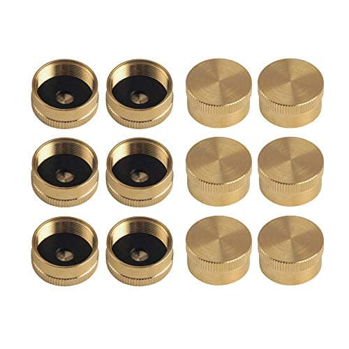 Venseri Solid Brass Refill 1 LB Propane Bottle Cap, 12 Pack 1lb Gas Tank Cylinder Sealed Caps, Bottle Cylinder Sealed Cap for Outdoor Camping BBQ