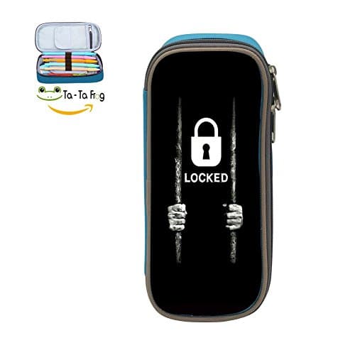 Custom Locked Hands Pencil Case - Big Capacity Double Zipper Multifunctional Blue Stationery Bag For Girls Boys