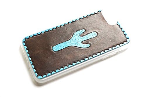 Handmade Leather iPhone 8 Case | Turquoise Cactus | The Lodgepole Case | Cowhide Handcrafted Teal Hard Back Silicone Edges Leather iPhone Case 4.7" iPhone Cover Cacti Western