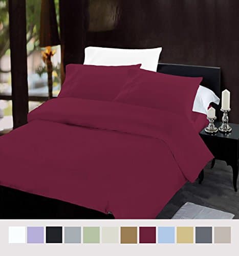 iCOVER BEDDING PLATINUM 1800 COLLECTION BRUSHED MICROFIBER BEDDING SET,Wrinkle,Fade resistant,3Pc Bed Duvet Cover Set(King/Cal-king,burgundy):1Duvet Cover(tie at corners)+2King sizePillow Cases