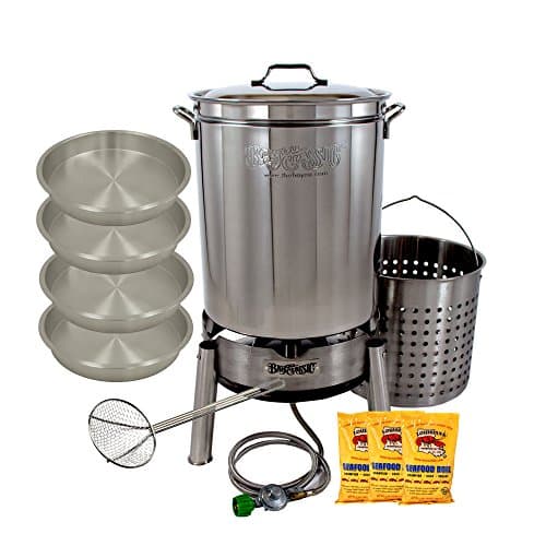 Enterprises Crawfish Cooker Crayfish Complete Cooker Kit 62 Quart Everything Needed in Stainless Steel to Cook A 15 lb Bag Simply Add The Crawfish, Corn, Potatoes, and People