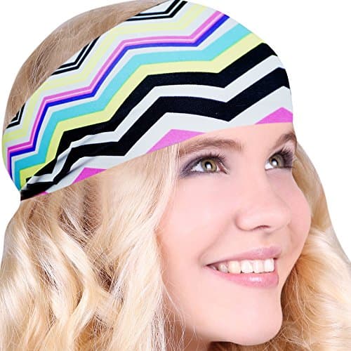 FUN & FUNKY Work Out Headbands! SUPER FUN! Neon Chevron - Choose From Over 30 Best No Slip Printed Headbands Stretchy One Size Fits Most Made in USA by Mom & Daughter:)