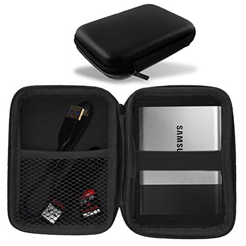 FUBAG Hard Shell Case for Samsung T3 Portable Solid State Drives - Shockproof Storage for Carrying 250GB 500GB 1TB 2TB USB 3.0 SSD & Cable, Black