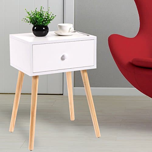 Mid Century Modern Accent Coffee Tea Table End White With Drawer Storage