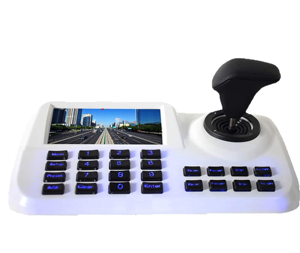Inesun PTZ Controller Joystick LCD Security (Pan Tilt Zoom) Speed Dome Camera 5 inch 3D HD LCD Display Keyboard Controller, White