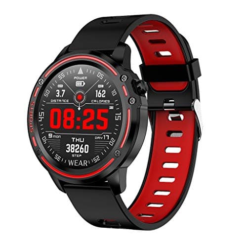 FILOL L8 IP68 Waterproof Smart Watch, Multi Function Sport Digital Chronograph Heart Rate Blood Pressure Sleep Monitoring Electronic Watch (Red)