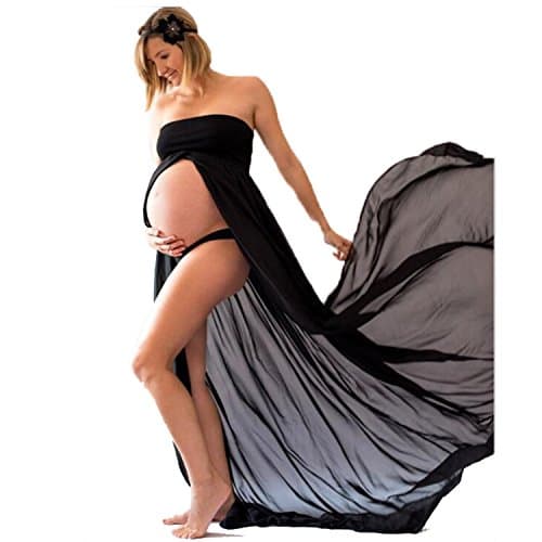 New Mommy Maternity Split Front Sheer Chiffon For Portrait&Photograph