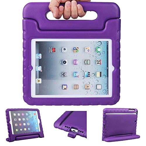 iPad Air Case,iPad 5 Case - Animov Light Weight Shockproof Kido Series Multi Function Convertible Kids Friendly Handle Cases Cover with stand For iPad 5th generation - Purple