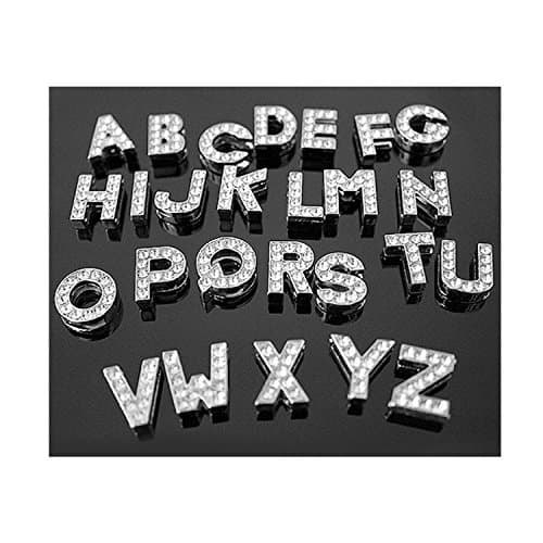 Herria Silver Plated Letter Initial A-z Dangle Alphabet Crystal DIY Character Keychain Charms, U-Z