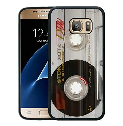 Custom Protective Galaxy S7 Case,Samsung Galaxy S7 Case,80s Retro Music Cassette Tape Laster Technology Nice Quality Plastic and TPU Cover(Black)