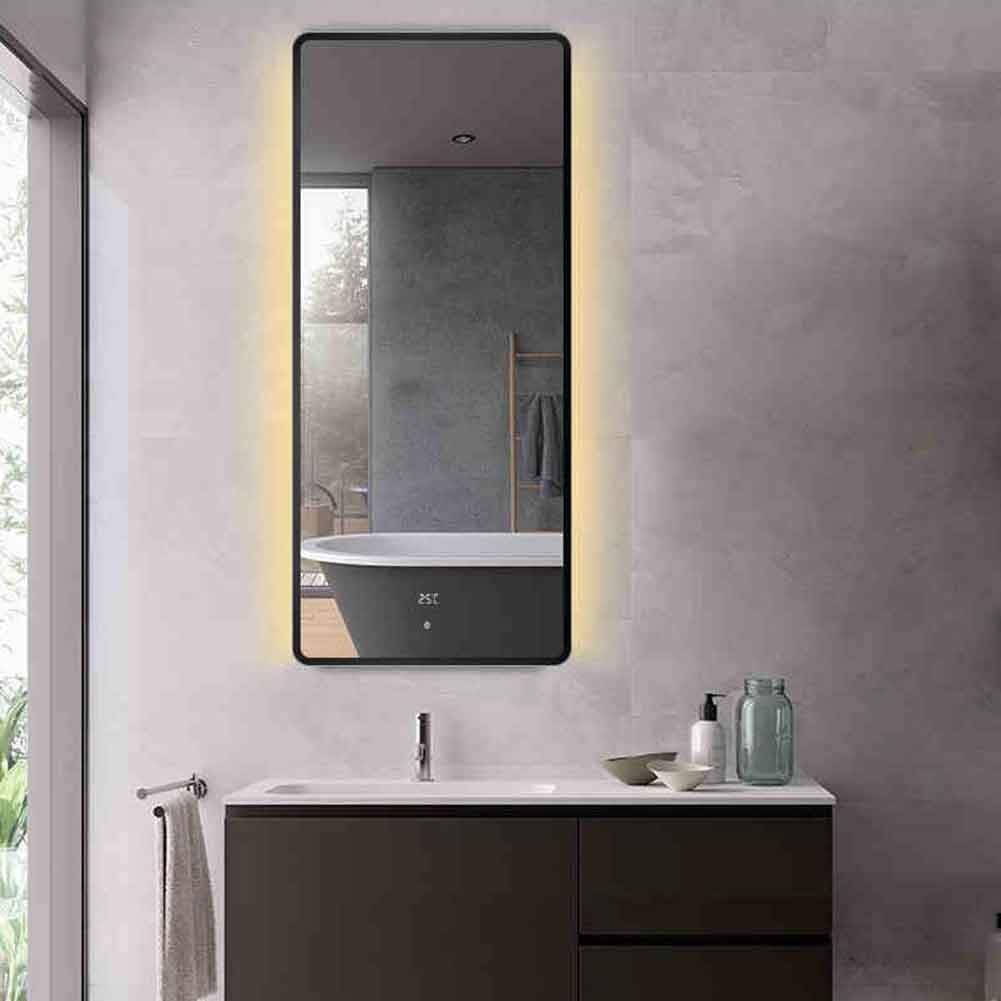 QZ LED Illuminated Bathroom Mirror - Explosion-Proof/defogging/time Temperature/Dimming Function (Size : 60x120cm)