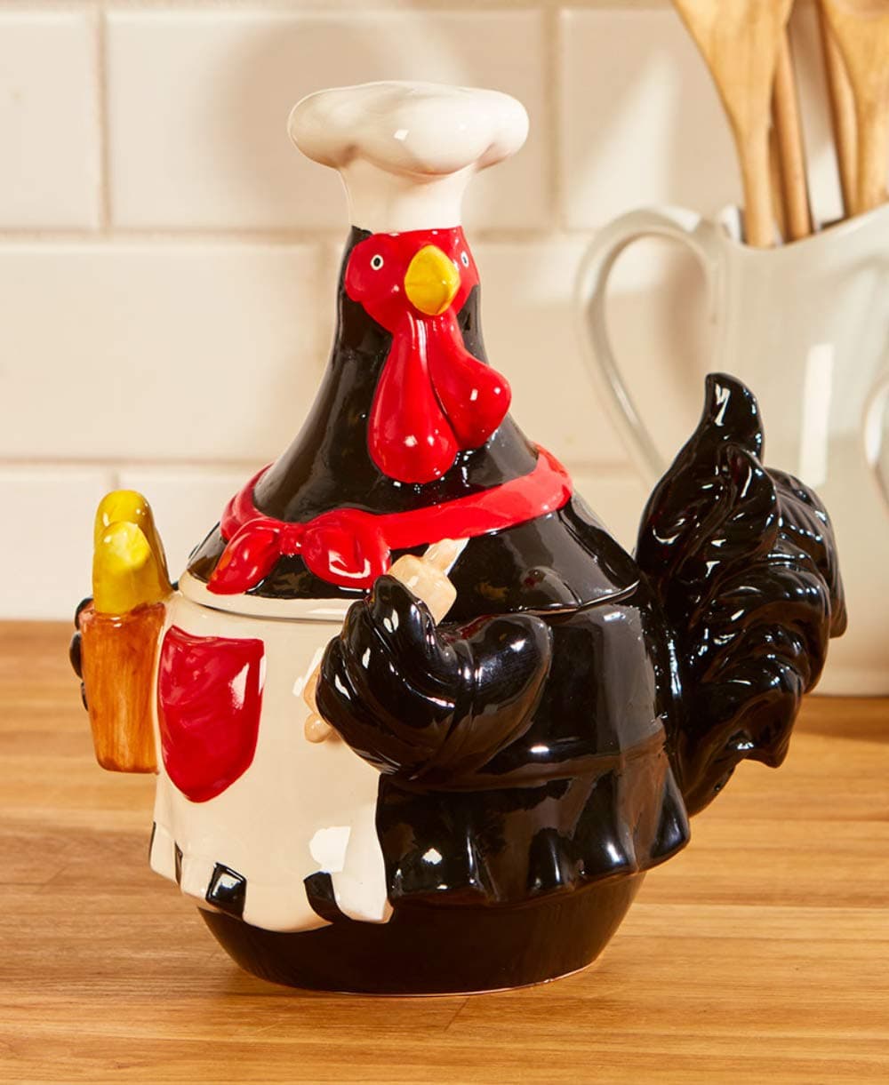 MattsGlobal Shop Rooster Kitchen Collection - Ceramic Cotton and Polyester - Keep It Simple in Your Cooking Area (Cookie Jar)