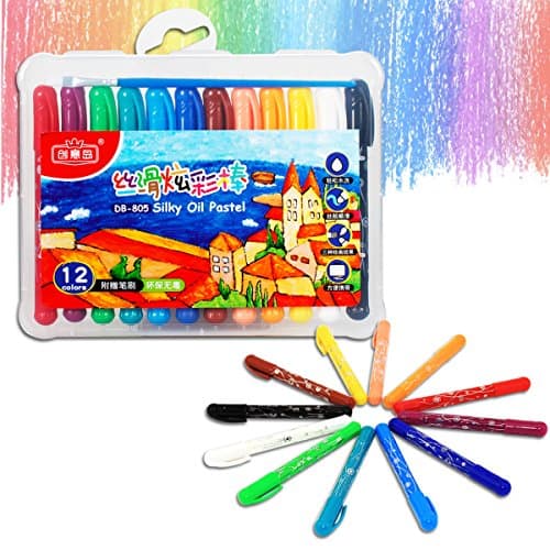 12 Bright Color Soft Crayons in Blue Case (Set of 2), Non-Toxic Child Safe Oi...