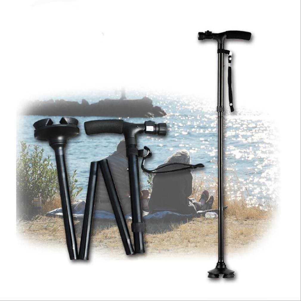 cane LL-Aluminum four-legged folding multi-purpose led lamp elderly crutch trusty